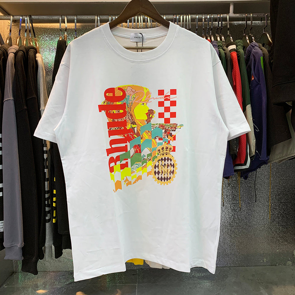 Rhude T-shirts Cotton Short Sleeves Loose Men and Women